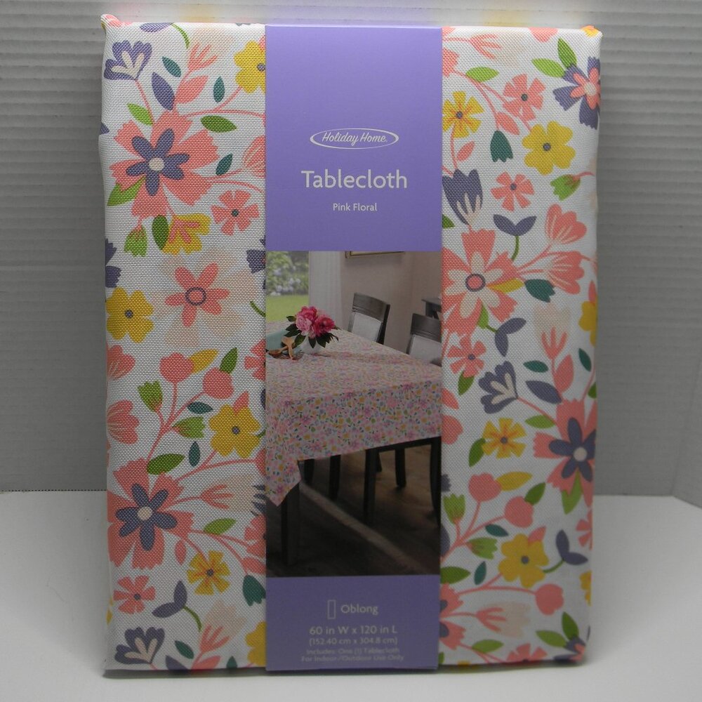 Holiday Home Tablecloth Floral Spring Easter Oblong 120 x 60 Indoor/Outdoor